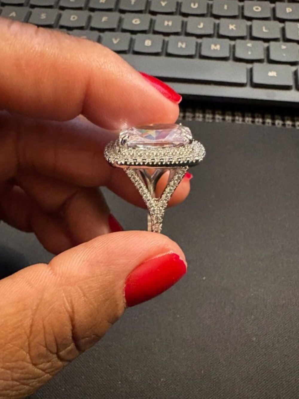 Solarii Jewelry Cubic Zirconia Rhodium Over Sterling Silver Ring 8.13ctw